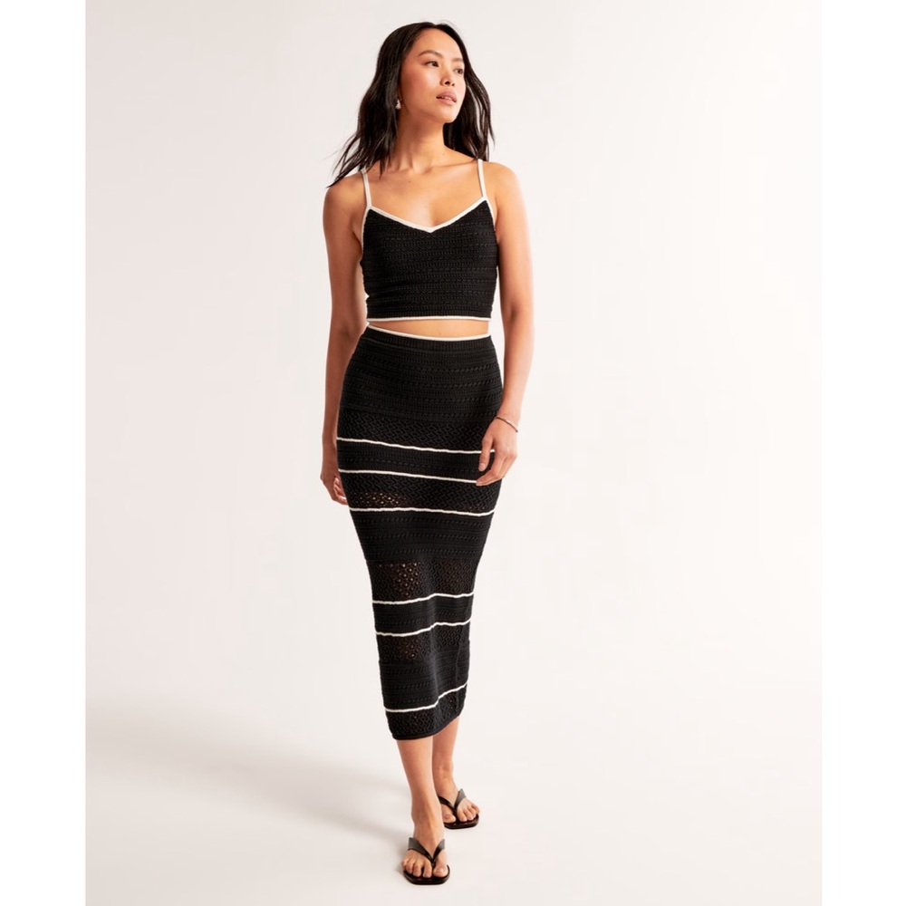 NWT *RARE* Abercrombie & Fitch Crochet-Style Skirt and Crop Top Set 2pc - S